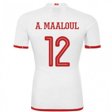 Kandiny Herren Tunesische Ali Maaloul #12 Weiß Auswärtstrikot Trikot 22-24 T-shirt