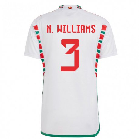 Kandiny Herren Walisische Neco Williams #3 Weiß Auswärtstrikot Trikot 22-24 T-shirt