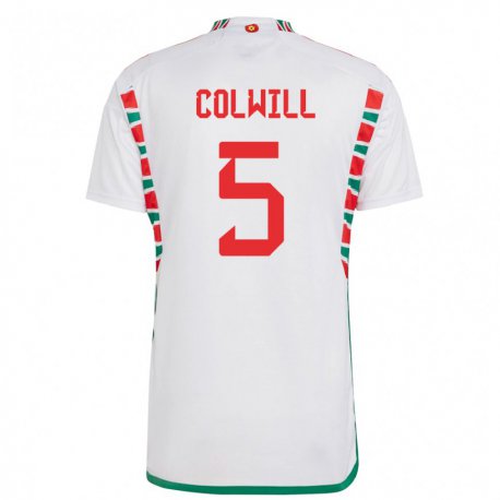 Kandiny Herren Walisische Rubin Colwill #5 Weiß Auswärtstrikot Trikot 22-24 T-shirt