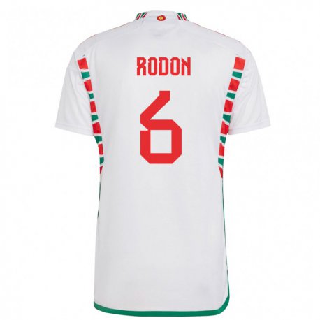 Kandiny Herren Walisische Joe Rodon #6 Weiß Auswärtstrikot Trikot 22-24 T-shirt