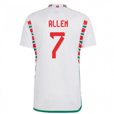 Kandiny Herren Walisische Joe Allen #7 Weiß Auswärtstrikot Trikot 22-24 T-shirt
