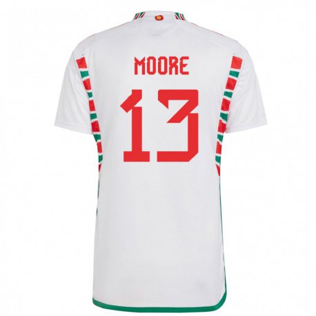 Kandiny Herren Walisische Kieffer Moore #13 Weiß Auswärtstrikot Trikot 22-24 T-shirt