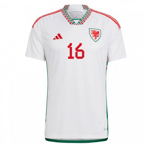 Kandiny Herren Walisische Joe Morrell #16 Weiß Auswärtstrikot Trikot 22-24 T-shirt