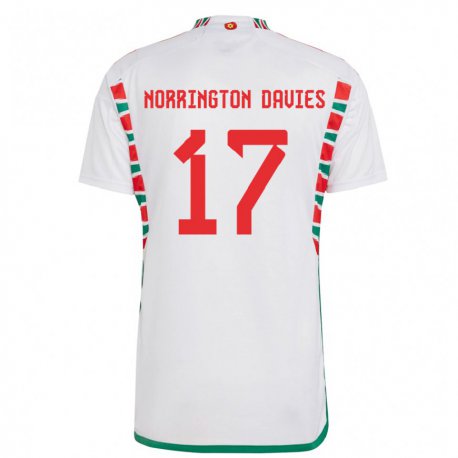 Kandiny Herren Walisische Rhys Norrington Davies #17 Weiß Auswärtstrikot Trikot 22-24 T-shirt