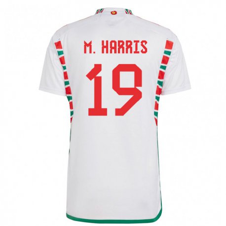 Kandiny Herren Walisische Mark Harris #19 Weiß Auswärtstrikot Trikot 22-24 T-shirt