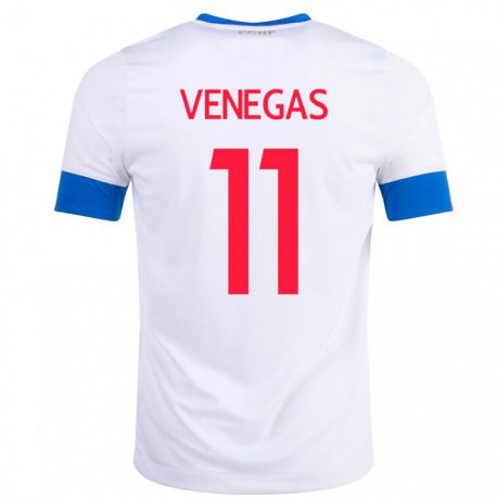 Kandiny Herren Costa-ricanische Johan Venegas #11 Weiß Auswärtstrikot Trikot 22-24 T-shirt