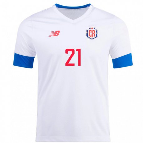 Kandiny Herren Costa-ricanische Carlos Mora #21 Weiß Auswärtstrikot Trikot 22-24 T-shirt