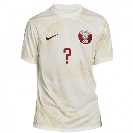 Kandiny Herren Katarische Ihren Namen #0 Goldbeige Auswärtstrikot Trikot 22-24 T-shirt