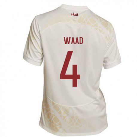 Kandiny Herren Katarische Mohammed Waad #4 Goldbeige Auswärtstrikot Trikot 22-24 T-shirt