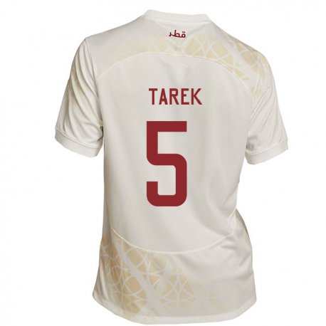 Kandiny Herren Katarische Tarek Salman #5 Goldbeige Auswärtstrikot Trikot 22-24 T-shirt