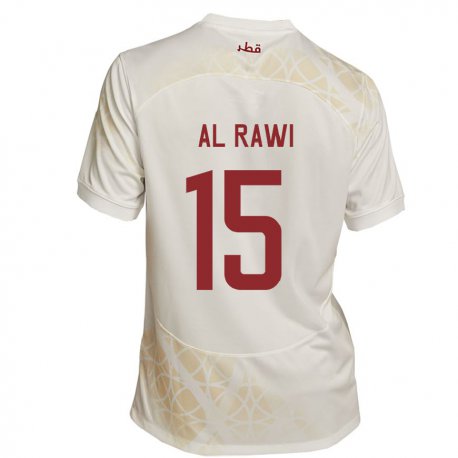 Kandiny Herren Katarische Bassam Al Rawi #15 Goldbeige Auswärtstrikot Trikot 22-24 T-shirt