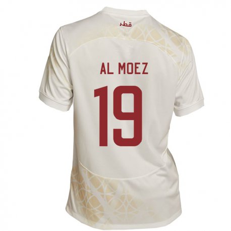 Kandiny Herren Katarische Almoez Ali #19 Goldbeige Auswärtstrikot Trikot 22-24 T-shirt