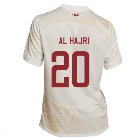 Kandiny Herren Katarische Salem Al Hajri #20 Goldbeige Auswärtstrikot Trikot 22-24 T-shirt