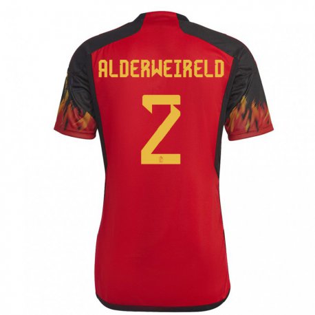Kandiny Damen Belgische Toby Alderweireld #2 Rot Heimtrikot Trikot 22-24 T-shirt