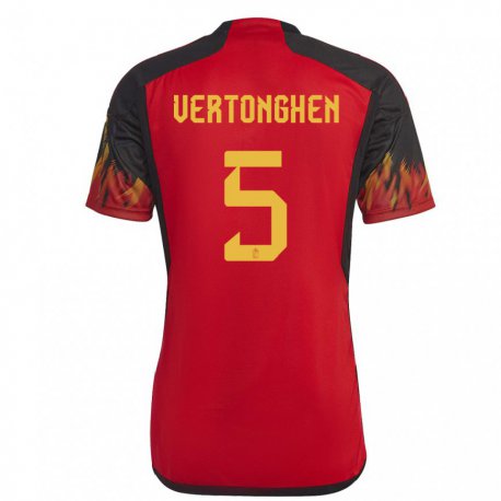Kandiny Damen Belgische Jan Vertonghen #5 Rot Heimtrikot Trikot 22-24 T-shirt