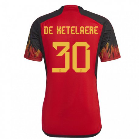 Kandiny Damen Belgische Charles De Ketelaere #30 Rot Heimtrikot Trikot 22-24 T-shirt