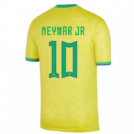 Kandiny Damen Brasilianische Neymar #10 Gelb Heimtrikot Trikot 22-24 T-shirt