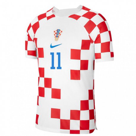 Kandiny Damen Kroatische Marcelo Brozovic #11 Rot-weiss Heimtrikot Trikot 22-24 T-shirt