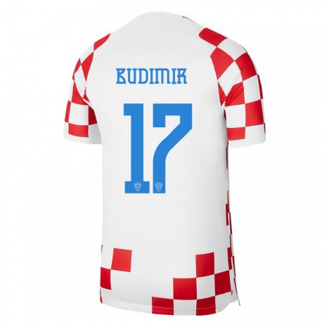 Kandiny Damen Kroatische Ante Budimir #17 Rot-weiss Heimtrikot Trikot 22-24 T-shirt
