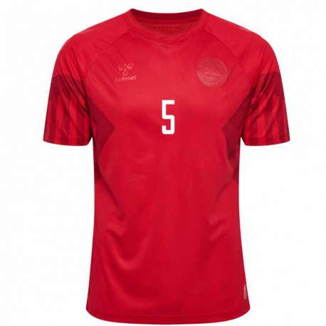 Kandiny Damen Dänische Joakim Maehle #5 Rot Heimtrikot Trikot 22-24 T-shirt
