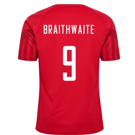 Kandiny Damen Dänische Martin Braithwaite #9 Rot Heimtrikot Trikot 22-24 T-shirt