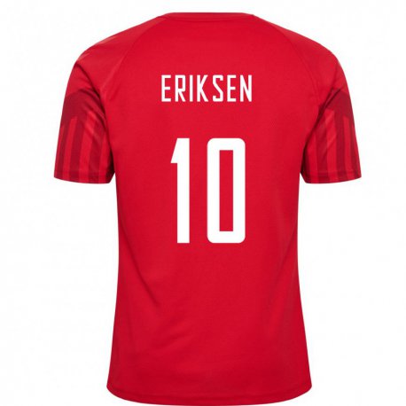Kandiny Damen Dänische Christian Eriksen #10 Rot Heimtrikot Trikot 22-24 T-shirt