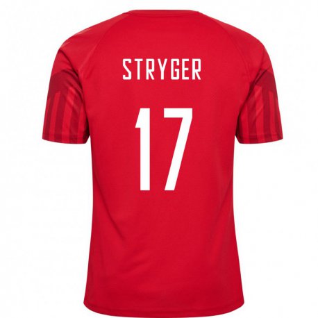Kandiny Damen Dänische Jens Stryger Larsen #17 Rot Heimtrikot Trikot 22-24 T-shirt