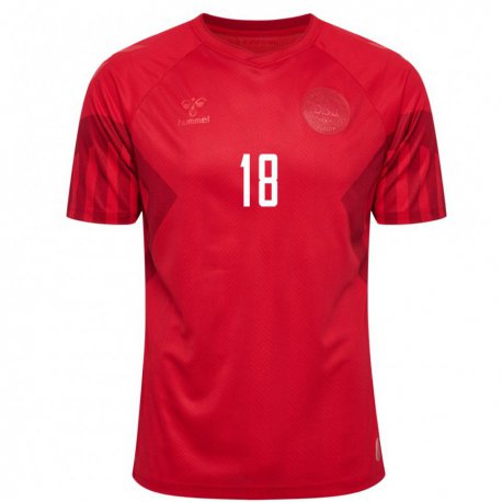 Kandiny Damen Dänische Daniel Wass #18 Rot Heimtrikot Trikot 22-24 T-shirt