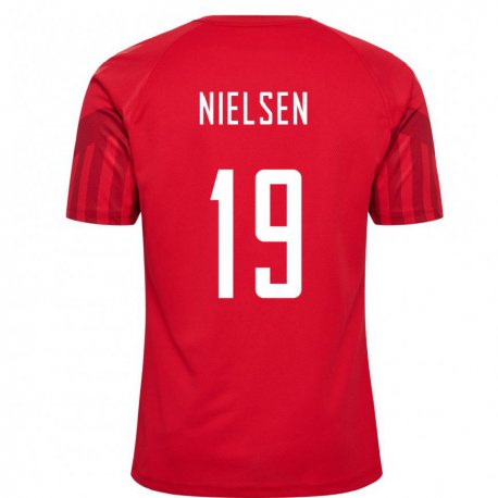 Kandiny Damen Dänische Casper Nielsen #19 Rot Heimtrikot Trikot 22-24 T-shirt