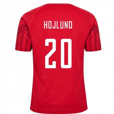 Kandiny Damen Dänische Rasmus Hojlund #20 Rot Heimtrikot Trikot 22-24 T-shirt