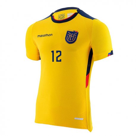 Kandiny Damen Ecuadorianische Gonzalo Valle #12 Gelb Heimtrikot Trikot 22-24 T-shirt