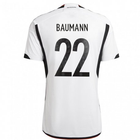 Kandiny Damen Deutsche Oliver Baumann #22 Weiß Schwarz Heimtrikot Trikot 22-24 T-shirt