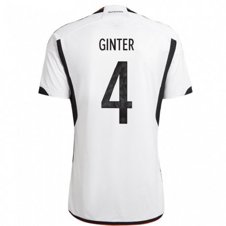 Kandiny Damen Deutsche Matthias Ginter #4 Weiß Schwarz Heimtrikot Trikot 22-24 T-shirt
