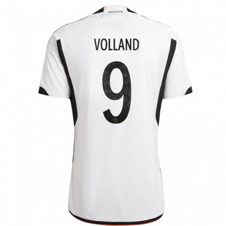 Kandiny Damen Deutsche Kevin Volland #9 Weiß Schwarz Heimtrikot Trikot 22-24 T-shirt