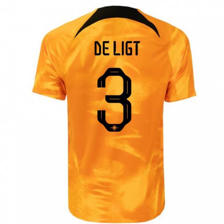 Kandiny Damen Niederländische Matthijs De Ligt #3 Laser-orange Heimtrikot Trikot 22-24 T-shirt