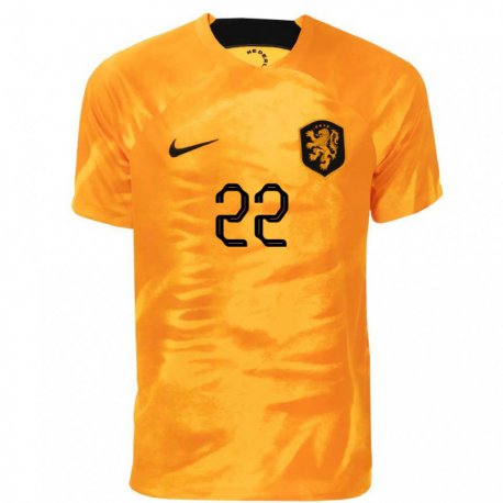 Kandiny Damen Niederländische Denzel Dumfries #22 Laser-orange Heimtrikot Trikot 22-24 T-shirt