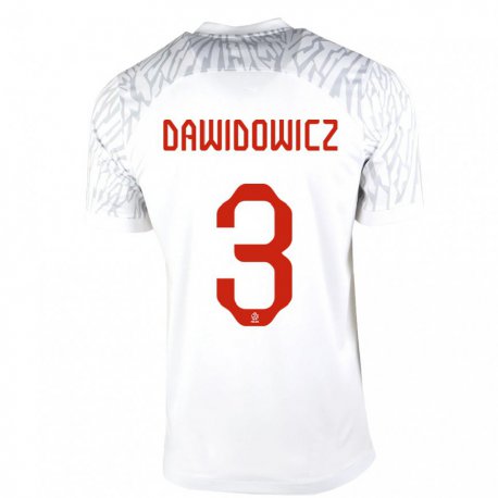 Kandiny Damen Polnische Pawel Dawidowicz #3 Weiß Heimtrikot Trikot 22-24 T-shirt
