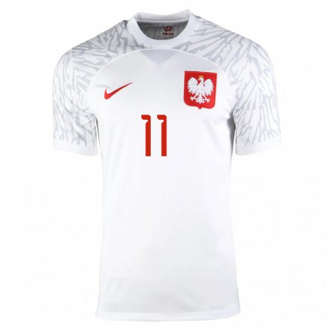 Kandiny Damen Polnische Kamil Grosicki #11 Weiß Heimtrikot Trikot 22-24 T-shirt