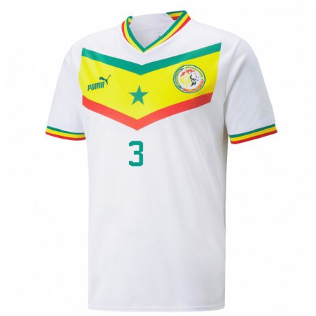 Kandiny Damen Senegalesische Kalidou Koulibaly #3 Weiß Heimtrikot Trikot 22-24 T-shirt