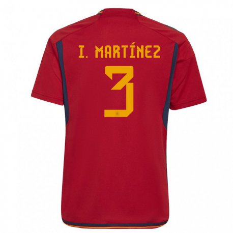Kandiny Damen Spanische Inigo Martinez #3 Rot Heimtrikot Trikot 22-24 T-shirt