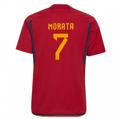 Kandiny Damen Spanische Alvaro Morata #7 Rot Heimtrikot Trikot 22-24 T-shirt
