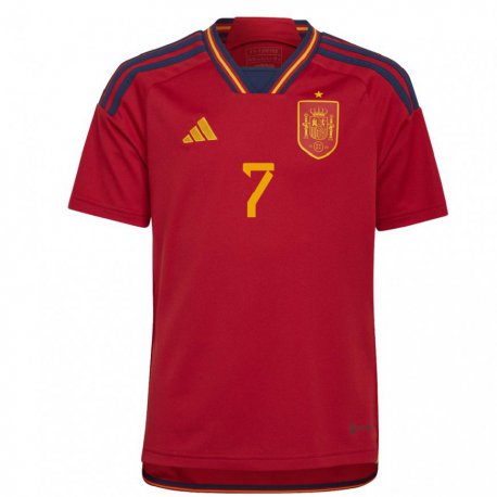 Kandiny Damen Spanische Alvaro Morata #7 Rot Heimtrikot Trikot 22-24 T-shirt