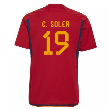 Kandiny Damen Spanische Carlos Soler #19 Rot Heimtrikot Trikot 22-24 T-shirt