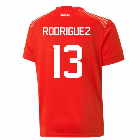 Kandiny Damen Schweizer Ricardo Rodriguez #13 Rot Heimtrikot Trikot 22-24 T-shirt