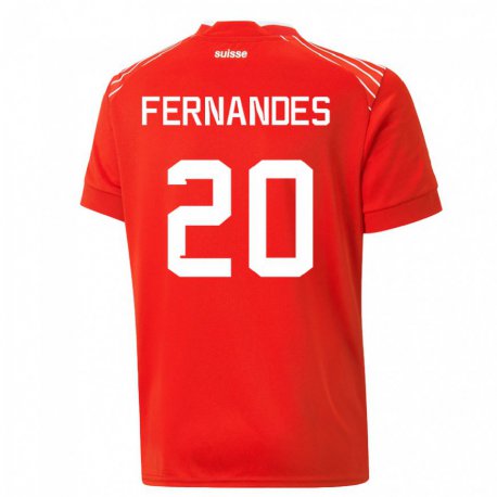 Kandiny Damen Schweizer Edimilson Fernandes #20 Rot Heimtrikot Trikot 22-24 T-shirt