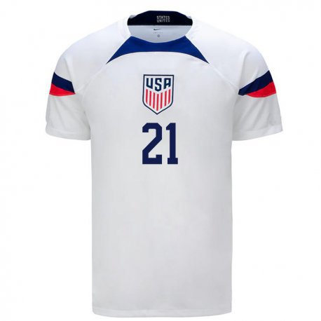 Kandiny Damen Us-amerikanische Sam Vines #21 Weiß Heimtrikot Trikot 22-24 T-shirt