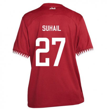 Kandiny Damen Katarische Ahmed Suhail #27 Kastanienbraun Heimtrikot Trikot 22-24 T-shirt