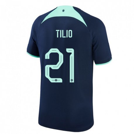 Kandiny Damen Australische Marco Tilio #21 Dunkelblau Auswärtstrikot Trikot 22-24 T-shirt