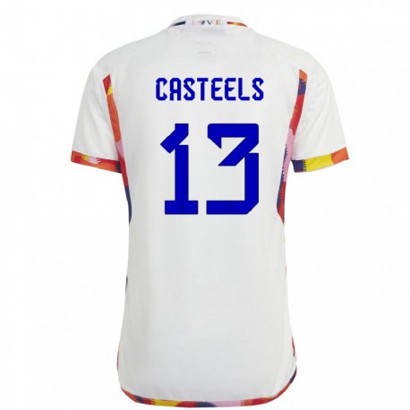 Kandiny Damen Belgische Koen Casteels #13 Weiß Auswärtstrikot Trikot 22-24 T-shirt
