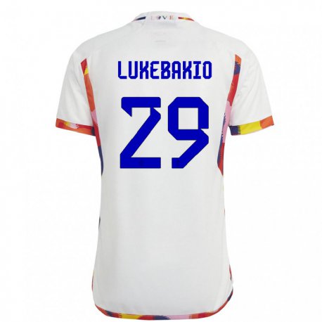Kandiny Damen Belgische Dodi Lukebakio #29 Weiß Auswärtstrikot Trikot 22-24 T-shirt